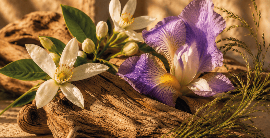 profumo agli agrumi neroli iris note verdi erba legni ambrati
